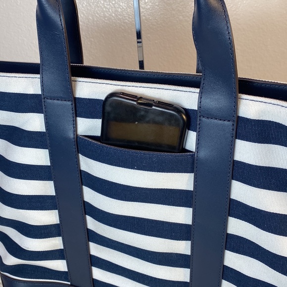 Michael Kors Fulton Canvas Striped Large Tote, Navy/White - Picture 3 of 7
